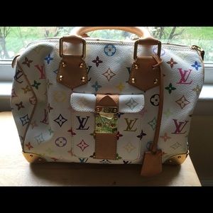 LOUIS VUITTON Multi-Color White Speedy 30 Handbag